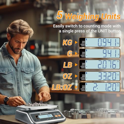 BROMECH Food Scale Pound and Ounce, Rechargable, Commercial Grade, Stainless Steel Platform, for Meat Shop, Deli, Produce ...