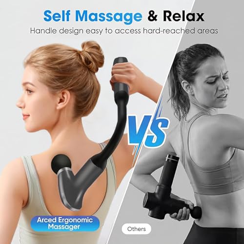 HISBO Massage Gun with Upgraded Extension Handle, Massage Gun Deep Tissue - Back Massager for Pain Relief Deep Tissue, Mus...
