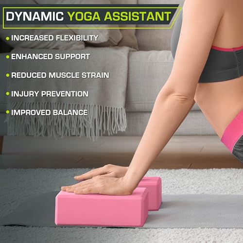 ProsourceFit Foam Yoga Blocks Set of 2, High Density EVA Yoga Bricks, Sturdy Yoga Prop Large Size 4x 6 x 9