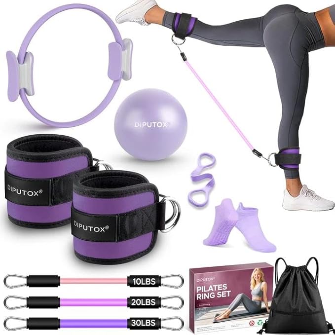 diputox Pilates Ring Kit for Women, Pilates Equipment Accessories, Home Workout Set with Magic Circle, Mini Exercise Ball,...