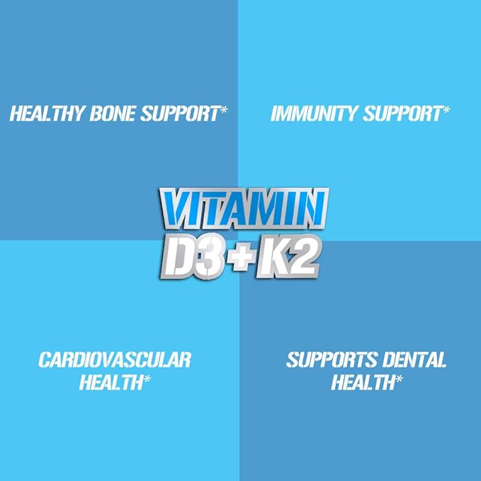 Evlution Nutrition Vitamin D3 + K2 - for Heart Health, Bone + Immune System Support - 5000 IU Vitamin D + 3600 IU Vitamin K - High Potency - Vegan & Gluten Free - 60 Servings - 60 Veggie Capsules