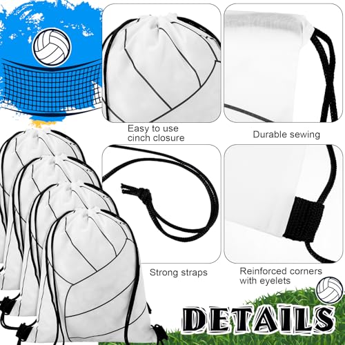 Dansydaisy 12 Pcs 12 In Volleyball Drawstring Backpack Bag Goodie Snack Gift Bags Sports Party Favors String Backpack Bul...