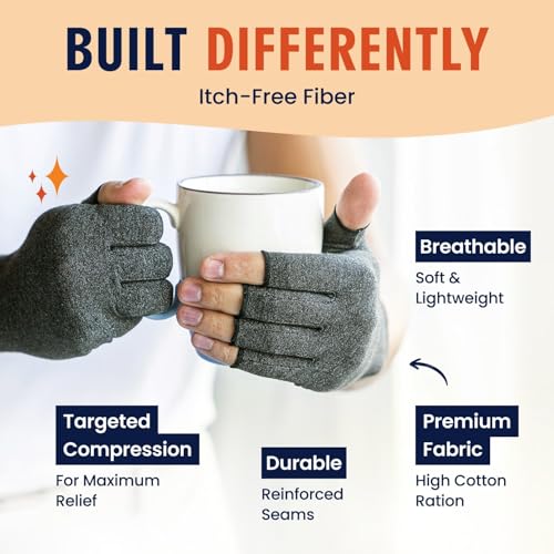 Dr. Frederick’s Original Arthritis Compression Gloves for Women & Men - Doctor-Developed Fingerless Hand Support for Arthr...