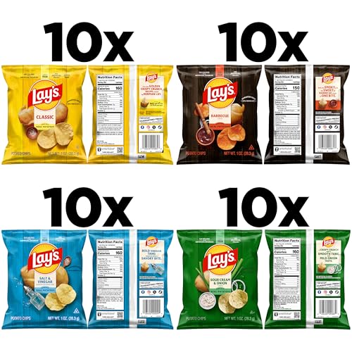 Lay's Potato Chips, 4 Flavor Variety Pack, 1 oz Single Serve Bags, (40 Pack)