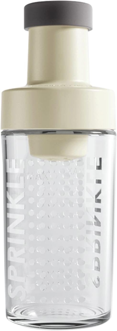 Sugar Dispenser Bottle - Glass Sugar Shaker for Coffee, Cereal, Tea & Baking with Pouring Spout and Lid, 8.5oz Glass Bottle Sugar Dispenser Pitcher, White