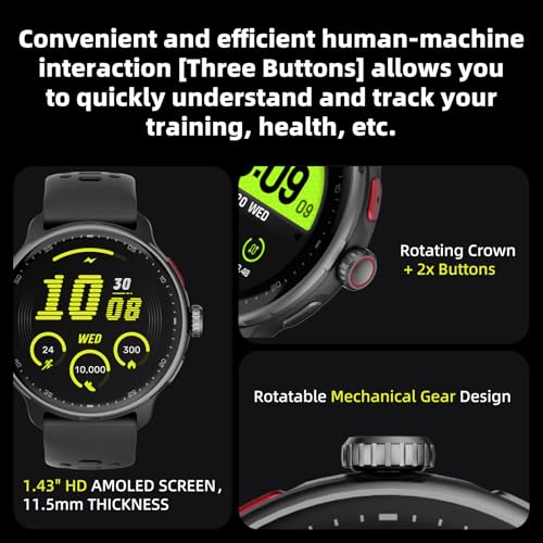 Smart Watch Built-in GPS, Pressure, Altitude, Compass, Smartwatch for Men Fitness Tracker with 1.43" AMOLED Screen Bluetoo...