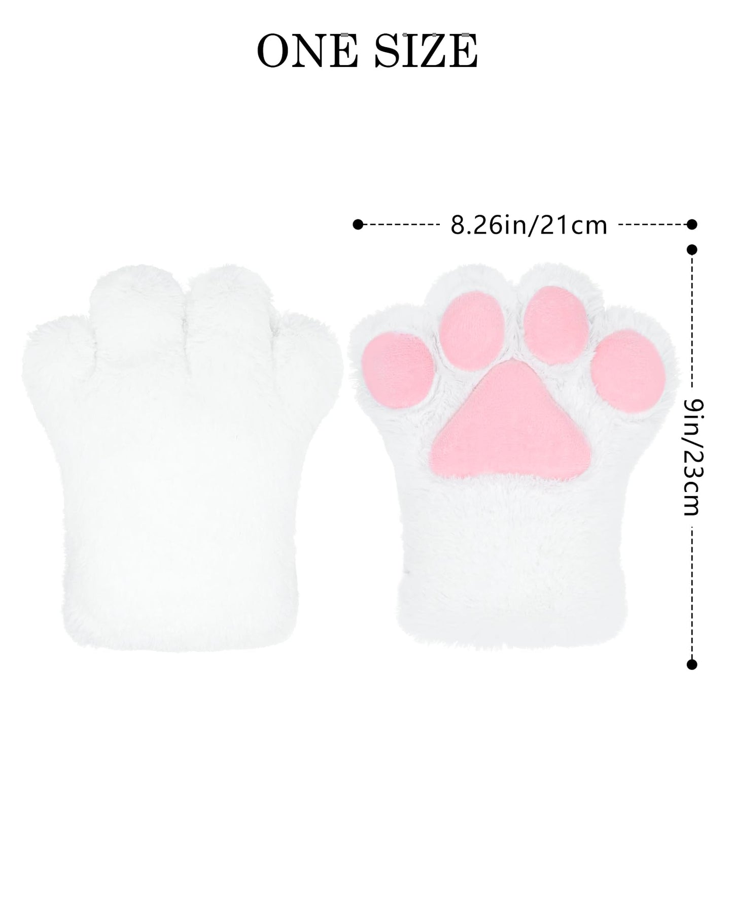 BNLIDES Cosplay Animal Fluffy Cat Fursuit Paws Claws Gloves Costume Accessories for Adults (White)