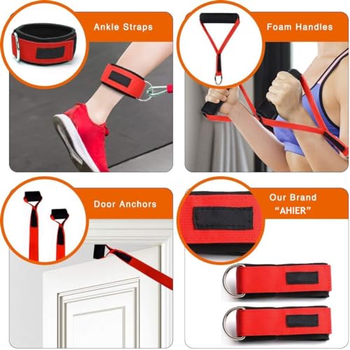AHIER 14PCS Resistance Bands Set, Exercise Bands for Men & Women, 20lbs to 40lbs Workout Bands, Elastic Resistance Bands w...