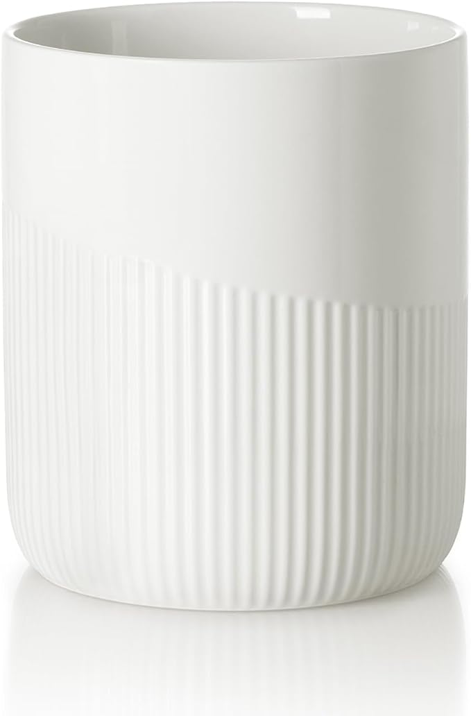 Onniyor Ceramic Kitchen Utensil Holder, 7" Large Stable Utensil Crock, Cooking Utensil Organizer for Counter, Kitchen Decor, spoon holder for countertop, Dishwasher Safe, White
