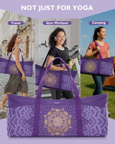 Gonex Yoga Mat Bag, Extra Large Canvas Gym Bag with Waterproof Pocket Metal Zipper, Fits Mat & Blocks, Stylish Yoga Mat Ca...