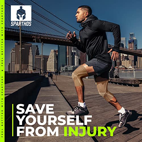 Sparthos Knee Compression Sleeves by (Pair) – Joint Protection and Support for Running, Sports, Knee Pain Relief – Knee Br...