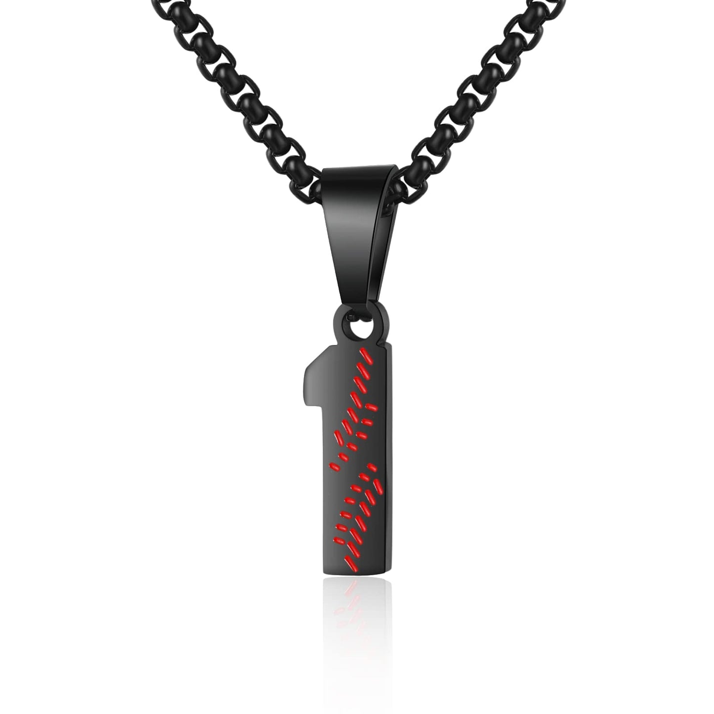 AIAINAGI Number Necklace for Men 00-99 Athletes Jersey Baseball Charm Pendant - Stainless Steel Chain Personalized Gift (01)