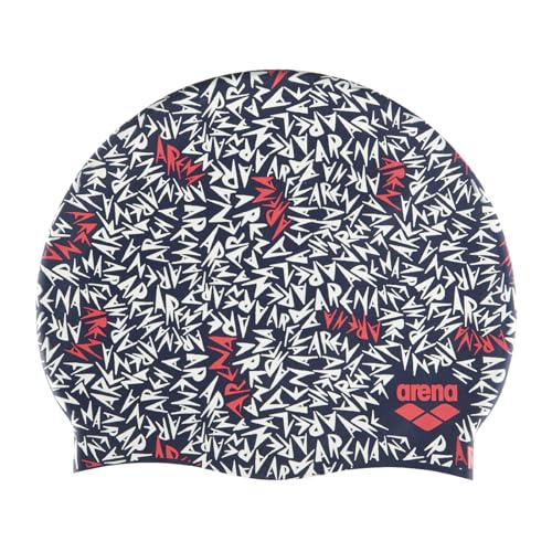 Arena Print Unisex Soft Silicone Swim Cap for Women and Men, Intensive Training Comfortable Non-Slip Long Hair Swimming Hat