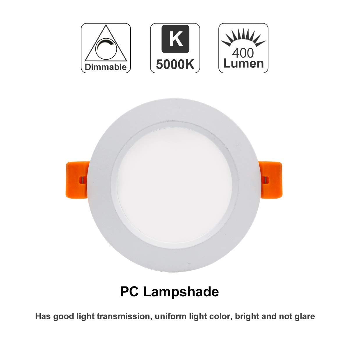 YGS-Tech LED Recessed Lighting Downlight 5W, Dimmable, 5000K Daylight White, 3 Inch, 10 Pack