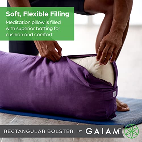 Gaiam Round Yoga Bolster Pillow, Soft Meditation Cushion for Yoga, Massage and Back Support, Breathable Cotton Fill, Zippe...