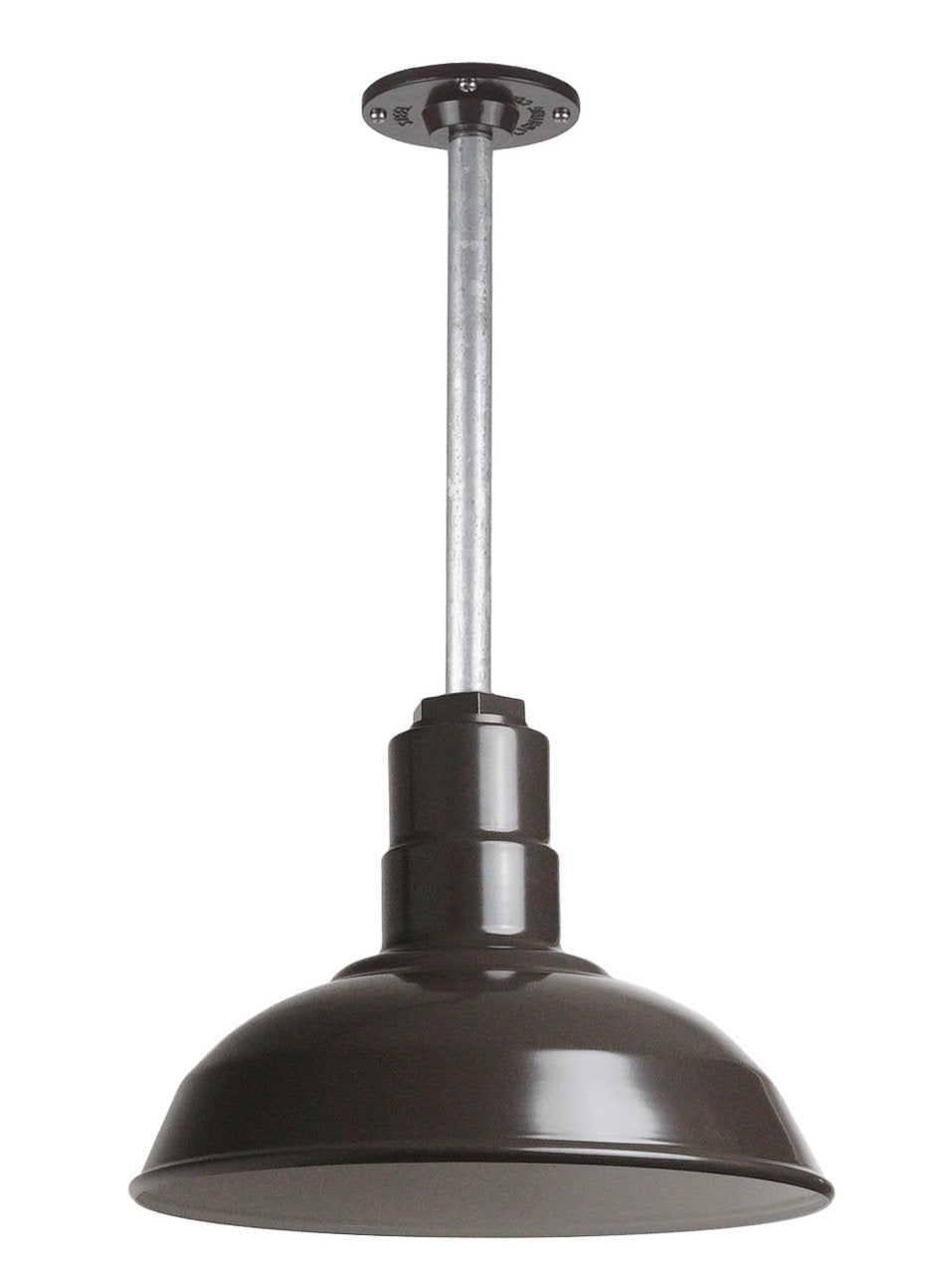 Steel Lighting Co. El Segundo Barn Light - Ceiling Pendant, 12in Dome, 12in Stem, Dark Bronze, Heavy Duty Steel