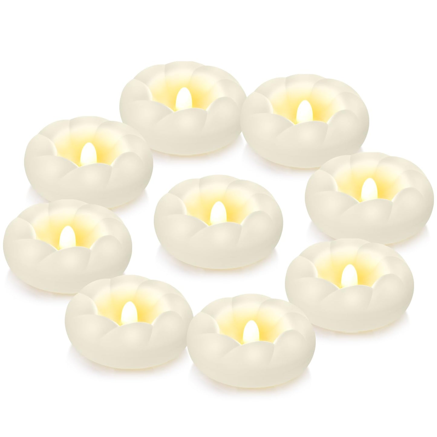 24pack Flameless Led Floating Candles, 3” Plastic Tealights Battery Operated Flickering 100+ Hour Waterproof for Cylinder Vases, Centerpieces at Wedding, Party, Pool, Holiday (White)
