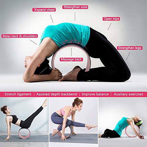Yoga Wheel Set 11-in-1,Back Roller & 2 Blocks with Strap,Resistance Bands,Jump Rope,Carrying Bag,Perfect Yoga Back Wheel A...