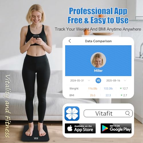 Vitafit Smart Digital Bathroom Scale for Body Weight, High Precision Assured by Weight Scale Professional Factory Since 20...