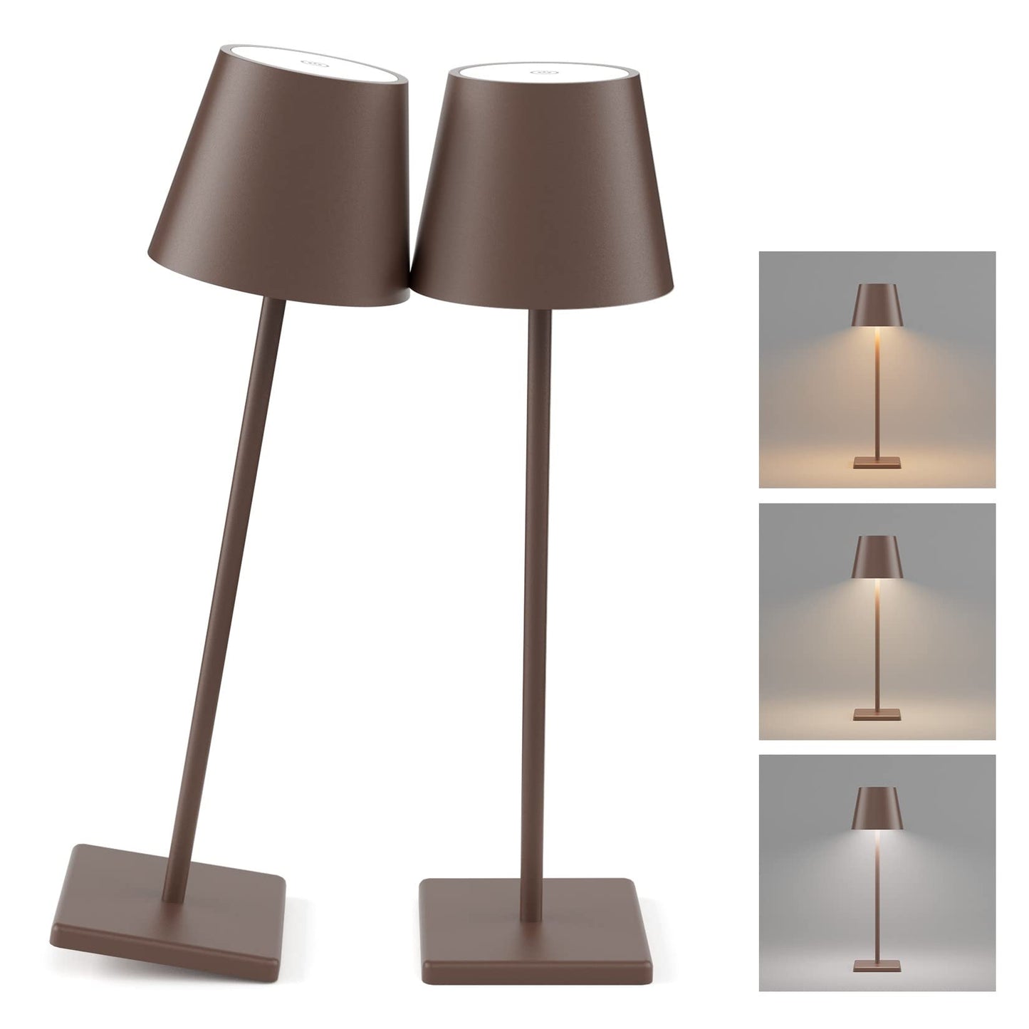 Coinmit Led Rechargeable Table Lamp, 2 Pack, Rust Red, 5500Mah Battery, Stepless Dimmable, Portable For Bedroom & Outdoor Use