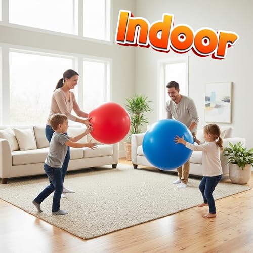 PlayBolt Jumbo 18-Inch Playground Balls (2 Pack, Red & Blue) - Giant Large Inflatable Rubber Kickball for Kids and Toddler...