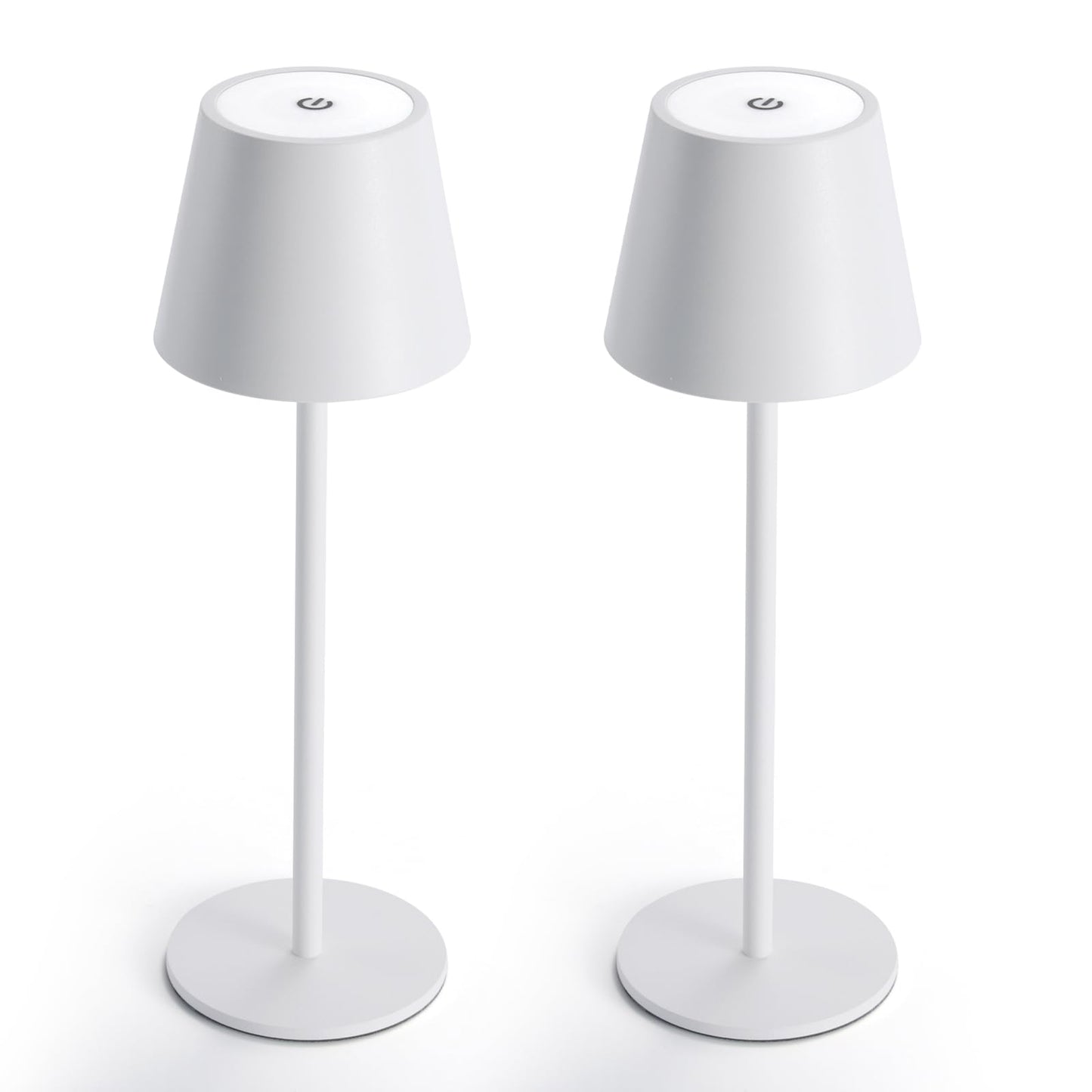 Maksone 2 Pack Led Cordless Table Lamp  6600Mwh Rechargeable Battery Desk Lamp  3000K Stepless Dimming Night Light  Ip54 Waterproof Metal Outdoor Portable Lamp For Camping  Restaurant (White)