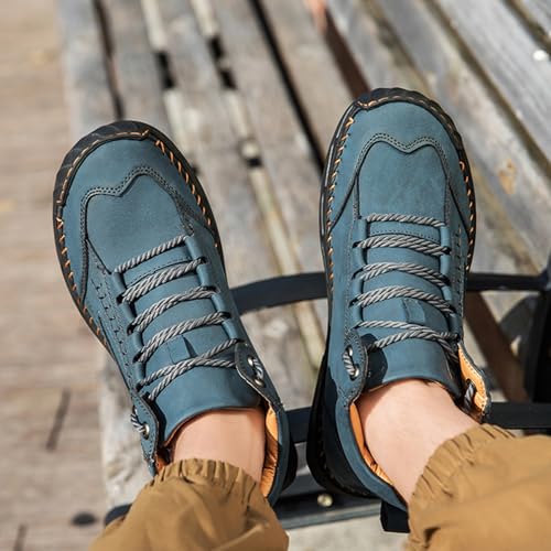 CrazySavage Mens Casual Leather Orthopedic Handmade Boots Fashion Mid Top Walking Driving Shoes Waterproof Arch Support Sp...