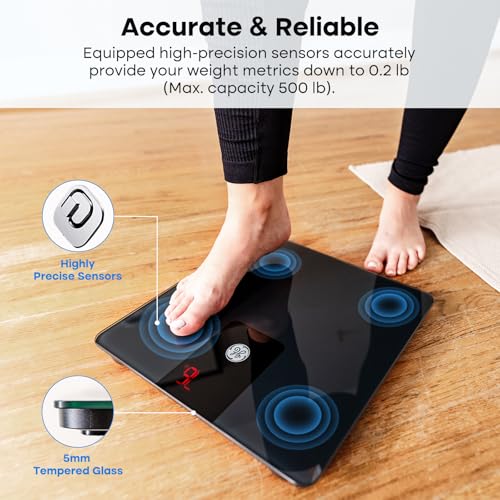 GE Bathroom Scale for Body Weight, Digital Weight Scales 500lb Heavy Duty Measuring Device for People Accurate BMI Weighin...