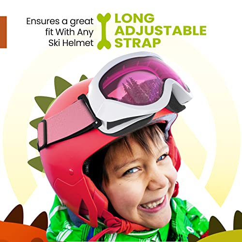OutdoorMaster Kids Ski Goggles - Helmet Compatible Snow Goggles for Boys & Girls with 100% UV Protection