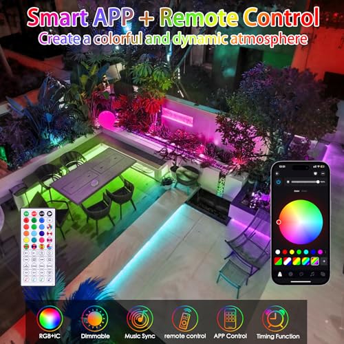 Hozplex 99ft Rope Lights for Outside, 300 LED String Light Outdoor Waterproof Plug in with Remote & APP Control, 16 Millio...