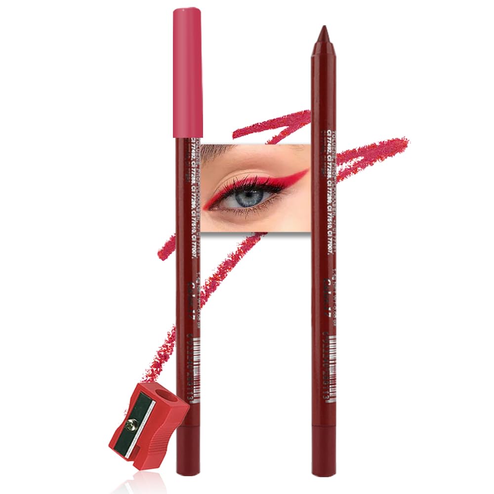Kaely Gel Eyeliner Pencil for Women, True Red Eye Liner Waterproof Smudge Proof with Sharpener, Waterline Eye Makeup Liners, del