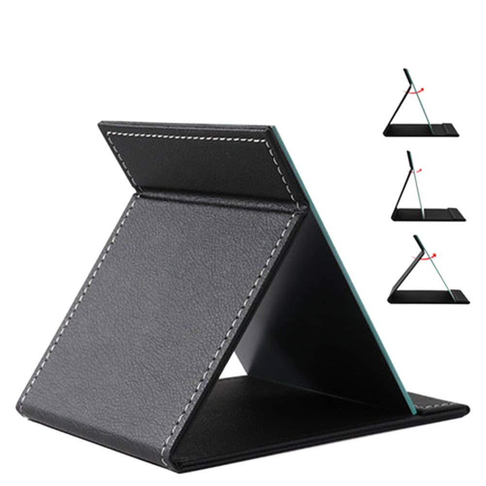 EFAILY Folding Travel Mirror, PU Portable Adjustable Rectangular Ultrathin Mirror, for Travel, Camping,Home(6.4W  5.3L)