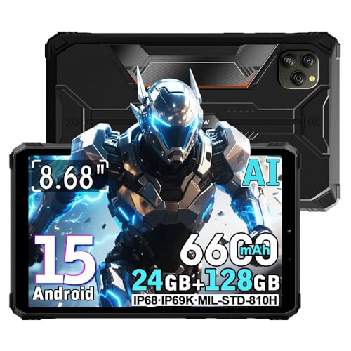 Blackview Active 5 AI Rugged Tablet 2026, 8.68" HD+ 90Hz Android 15 Waterproof Tablet, 24GB+128GB/2TB Outdoor Tablets,16M...