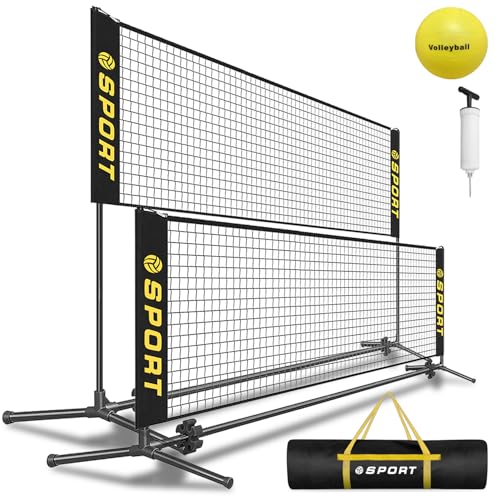 Furypiont 10 FT Mini Portable Volleyball Net Equipment Set with Rubber Volleyball,Pump and Potable Carry Bag.Adjustable He...