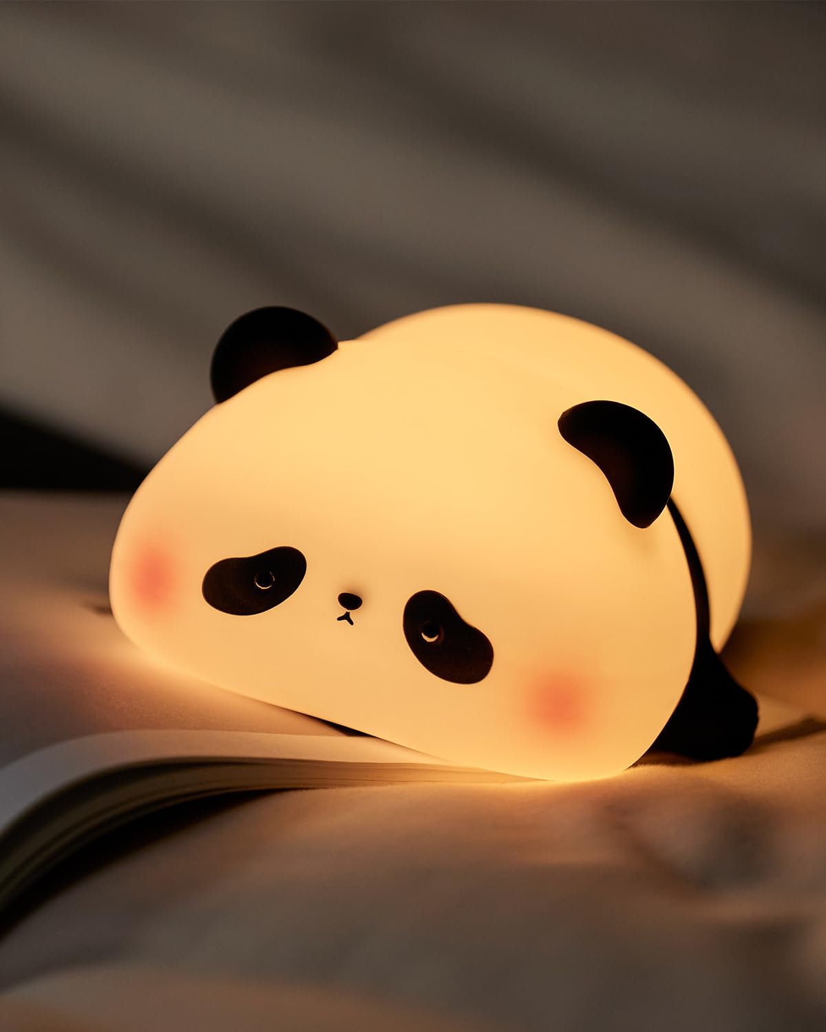 Cute Panda Night Light  Animal Lamp  Food Grade Silicone  Rechargeable  3 Level Dimmable  Squishy Nursery Nightlight For Desk Decor  Funny Gifts Stuff For Boys Girls Baby  White Elephant Gifts