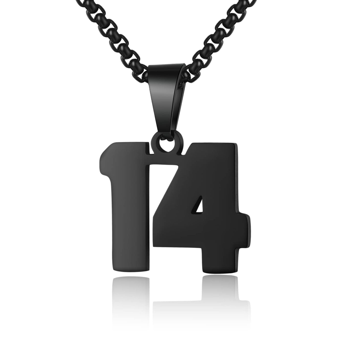 Number Necklaces Personalized Necklaces Black Initial Number Pendant Stainless Steel Chain Movement Necklaces for Men Women (14)