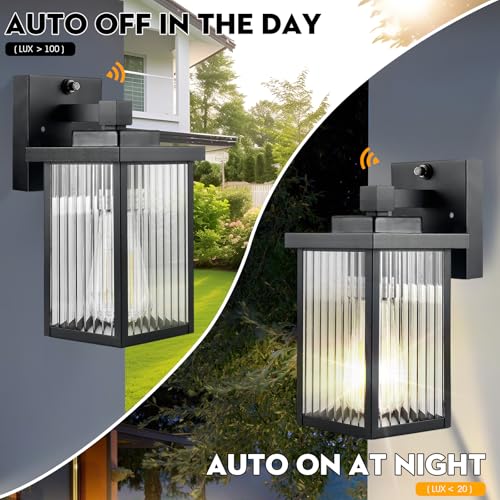hameso Dusk to Dawn Outdoor Lighting, Waterproof Outdoor Porch Light with Tempered Glass, Outdoor Light Fixture for House ...