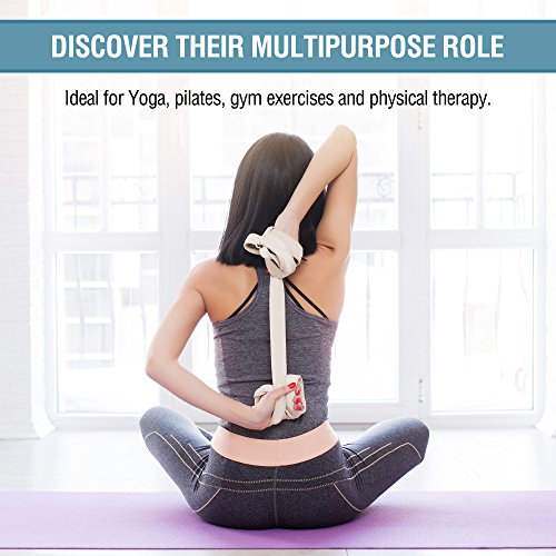 2-PACK or 5-PACK Yoga Exercise Adjustable Straps 8Ft | BONUS eBook | with Durable D-Ring For Pilates & Gym Workouts | Hold...
