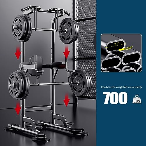 Power Tower Adjustable Height Pull Up & Dip Station Multi-Function Home Strength Training Fitness Workout Station for Home...