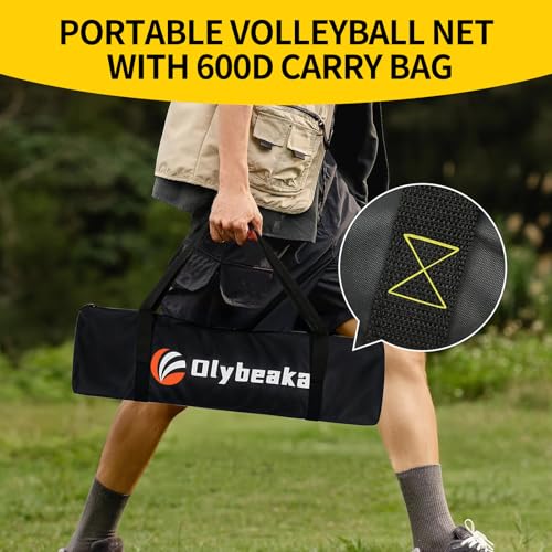 Portable Outdoor Volleyball Net Set for Backyard Beach with Adjustable Poles, Soft PU Volleyball & Pump, Carry Bag and Dur...