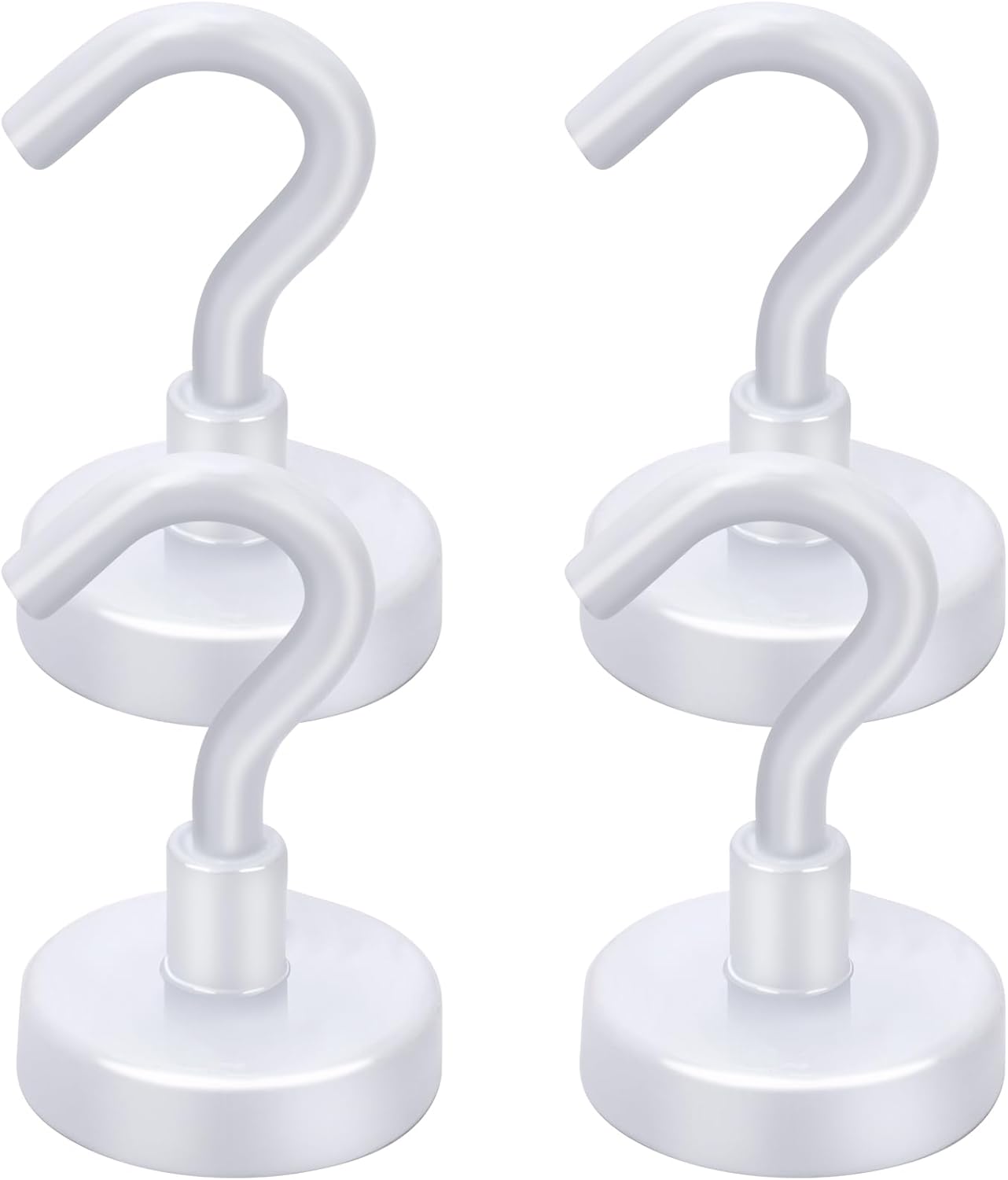 LOVIMAG Cruise Essentials, 50Lbs White Magnet Hooks for Cruise Cabin, Strong Magnetic Hooks for Hanging, Refrigerator, Celling,Grill, Kitchen, Classroom- 4 Pack