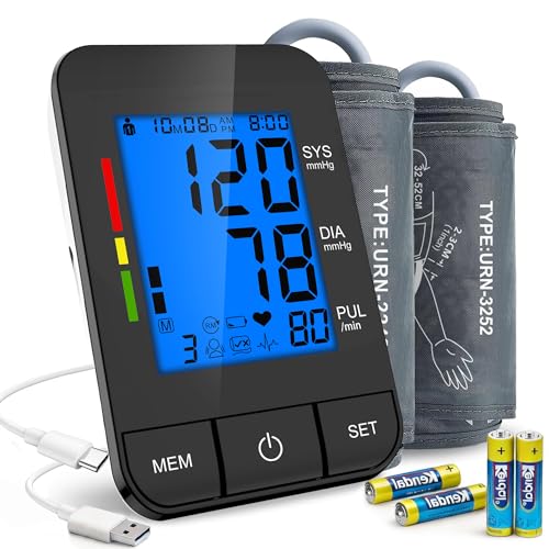SDUNW Automatic Upper Arm Blood Pressure Monitor for Home Use with 9-17in & 13-21in L/XL/Extra Large Cuff, Accurate Measur...