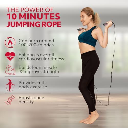 Jump Rope – Speed Jump Rope with Ball Bearings and Adjustable Cable – Jumping Cable for Men, Women, Kids – Ideal for Box, ...