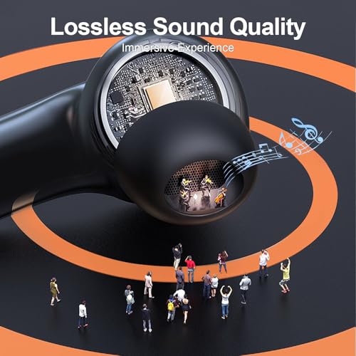 ZIUTY Wireless Earbuds, 2025 Bluetooth Headphones, 50hrs Stereo Deep Bass Ear Buds with Power Display Charging Case, buit ...