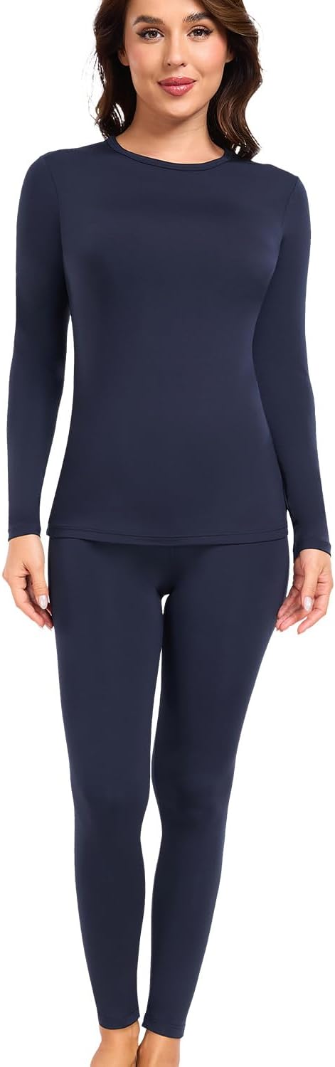 wirarpa Women's Fleece Lined Thermal Underwear Set Long Johns Base Layer Set for Women Winter Top Bottom