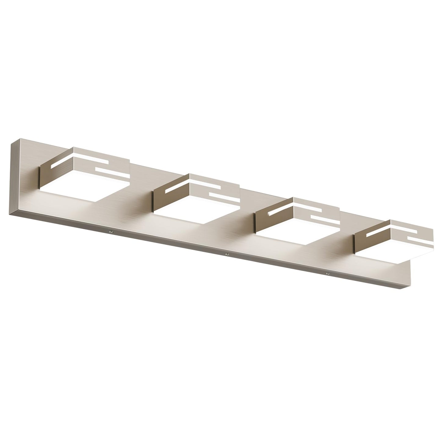 Lkhf Led Modern Bathroom Vanity Light Fixtures 4-Light 28-Inch Dimmable Brushed Nickel Vanity Lights For Bathroom Lighting Fixtures Over Mirror  With 350?Rotatable Acrylic Heads (Cool White 6000K)