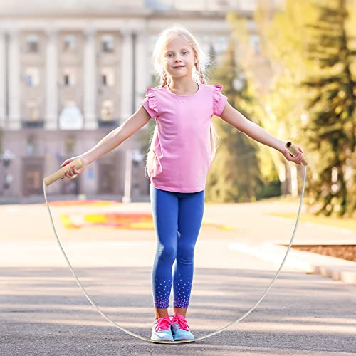Hungdao 4 Pcs Jump Ropes for Kids with Wooden Handle Cotton Braided Adjustable Skipping Rope for Exercise Fitness Jumping ...