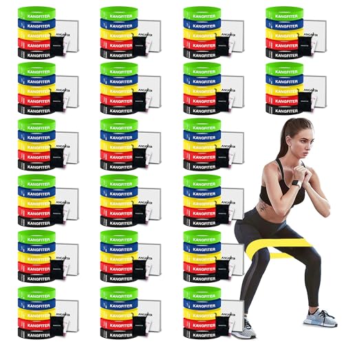 KANGFITER 100 PCS Bulk Resistance Bands Latex, Loop Exercise Bands Set for Gym Members Sports Class Students Gift, 5 Piece...