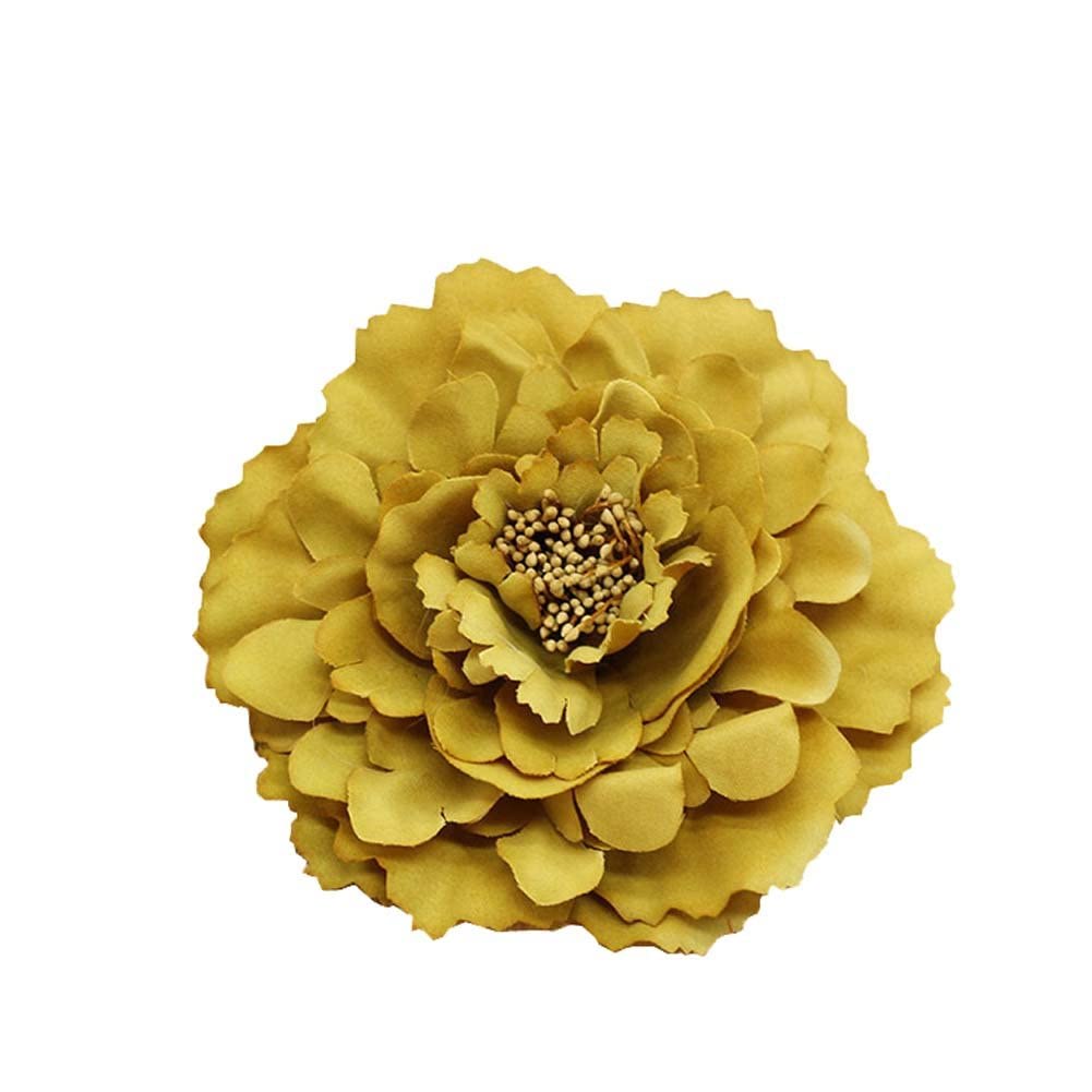 Koolgil Women's Bohemia Peony Flowers Hairpin Hair Clip Flower Brooch for Travel Party Festivals (Gold Yellow) (Pack of 1)