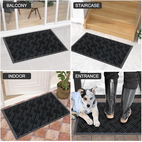 OLANLY Indoor Outdoor Mat, Sturdy Natural Rubber Floor Mat, Non Slip Low Profile Waterproof Doormat, and Stain Front Door ...